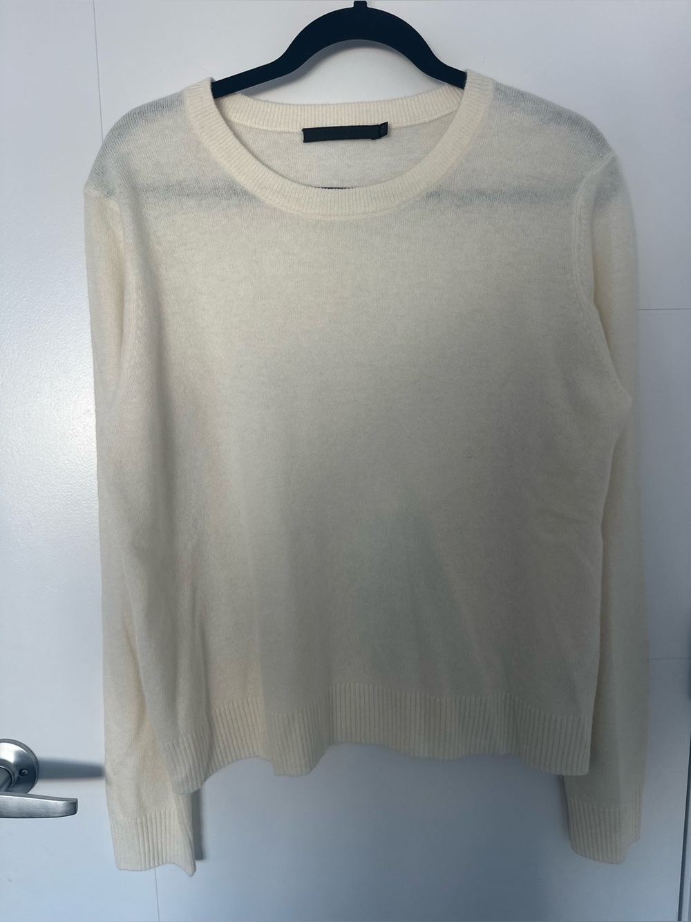 Jenni Kayne Everyday Crewneck Ivory Lightweight Sweater Wool Cashmere Blend